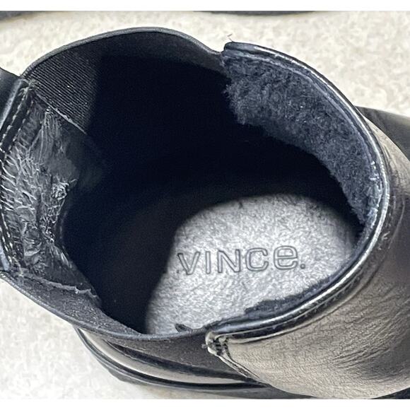 Vince Women's Size 8M Black Leather Chelsea Boots Fur Lining Outdoor City Casual - Picture 9 of 11